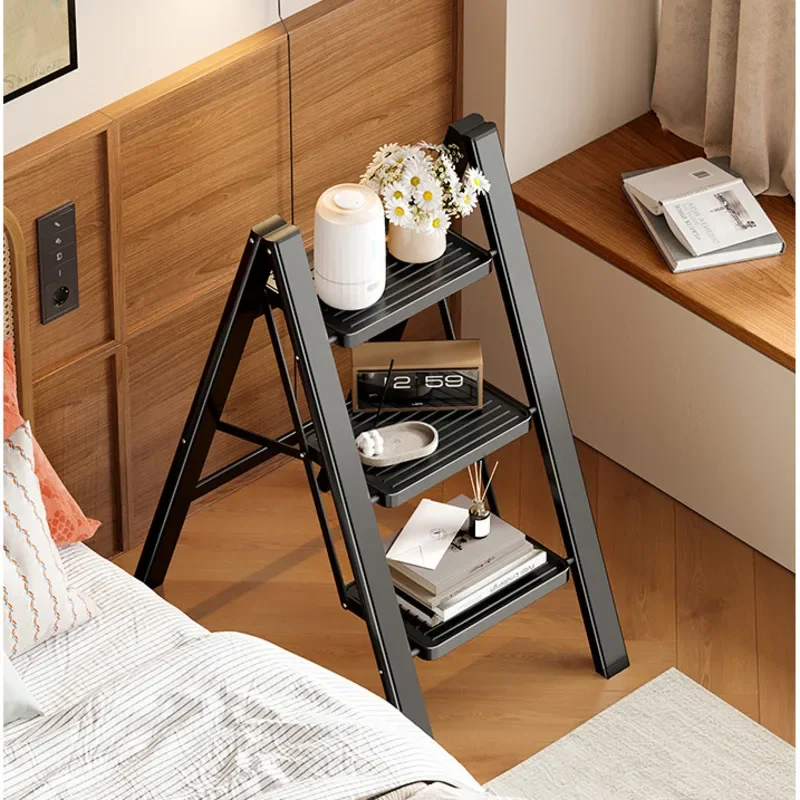 Home Folding Telescopic Ladder Thickened Carbon Steel Ladder Chair Multi-functional Step Stool Safe Load Bearing 3 Step Ladder