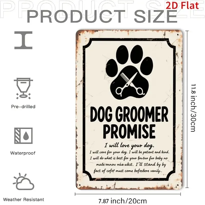 1Pcs 2D Flat Metal Iron Sign, 