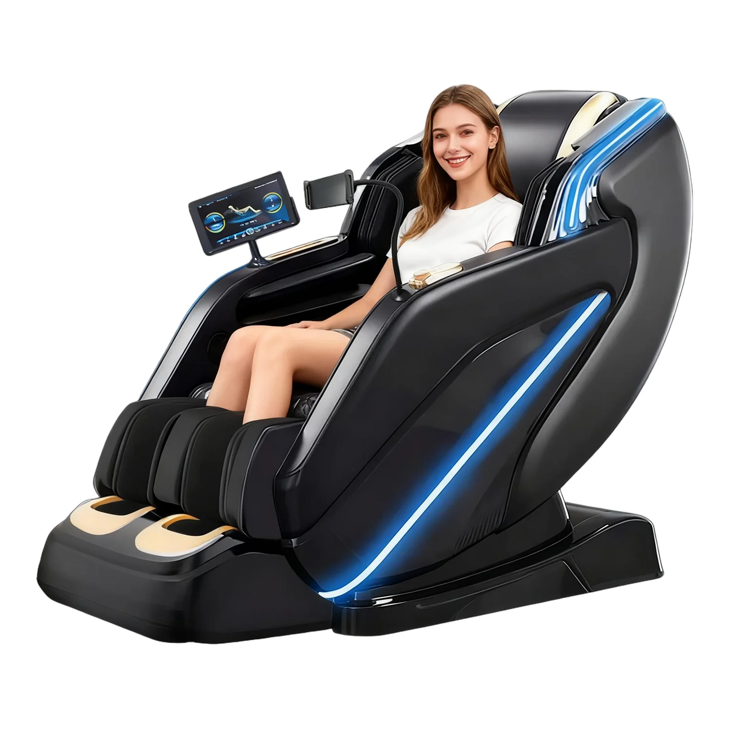 Massage Chair Full Body,2025 Zero Gravity SL-Track Shiatsu Massage Chairs Recliner AI Voice,Waist Calf Heating Phone Holder blac