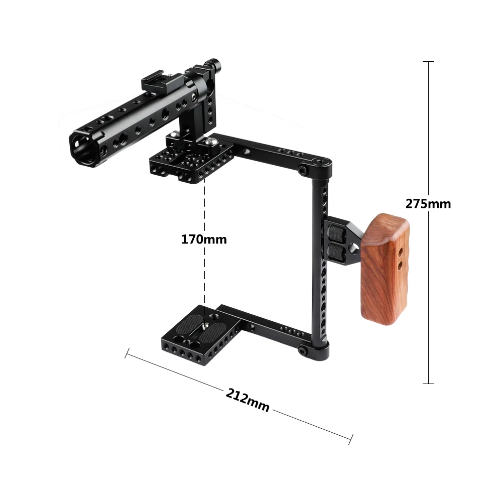 CAMVATE Universal Camera Cage Rig With Wooden Handle Grip& Top Handgrip& Shoe Mount For Canon Nikon Sony Panasonic Fujifilm X-T2