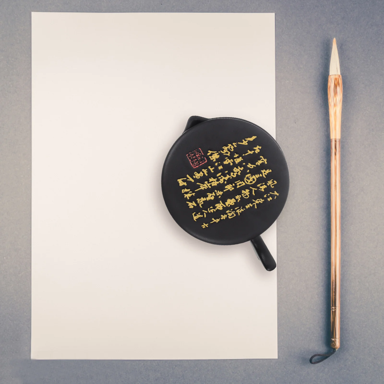 

Mini Inkstone with Cover Chinese Calligraphy Ink Grinding Stone Durable Practical Painting Ink Plate Traditional Inkstone