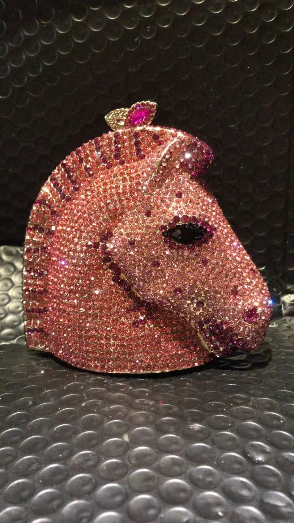 Women Pink Blue Horse Animal Wedding Bridal Crystal Handbag Cocktail Banque Prom Dinner Clutch Purse Diamond Party Evening Bag