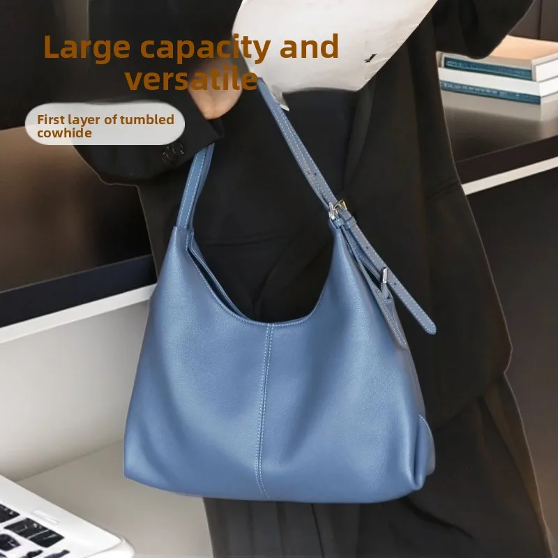 

Top Layer Cowhide Leather Women's Bag Slant Cross Single oulder Faionable New Sle Versatile Genuine Soft Large Bag
