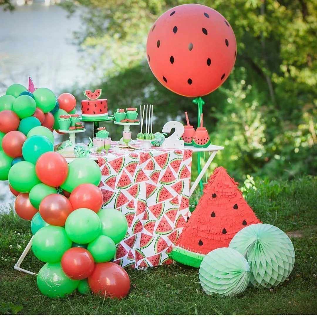 39pcs Watermelon Balloon Tower 32inch Pink Number Balloon for Kids Watermelon Birthday Party Decoration Summer Party DIY Gifts