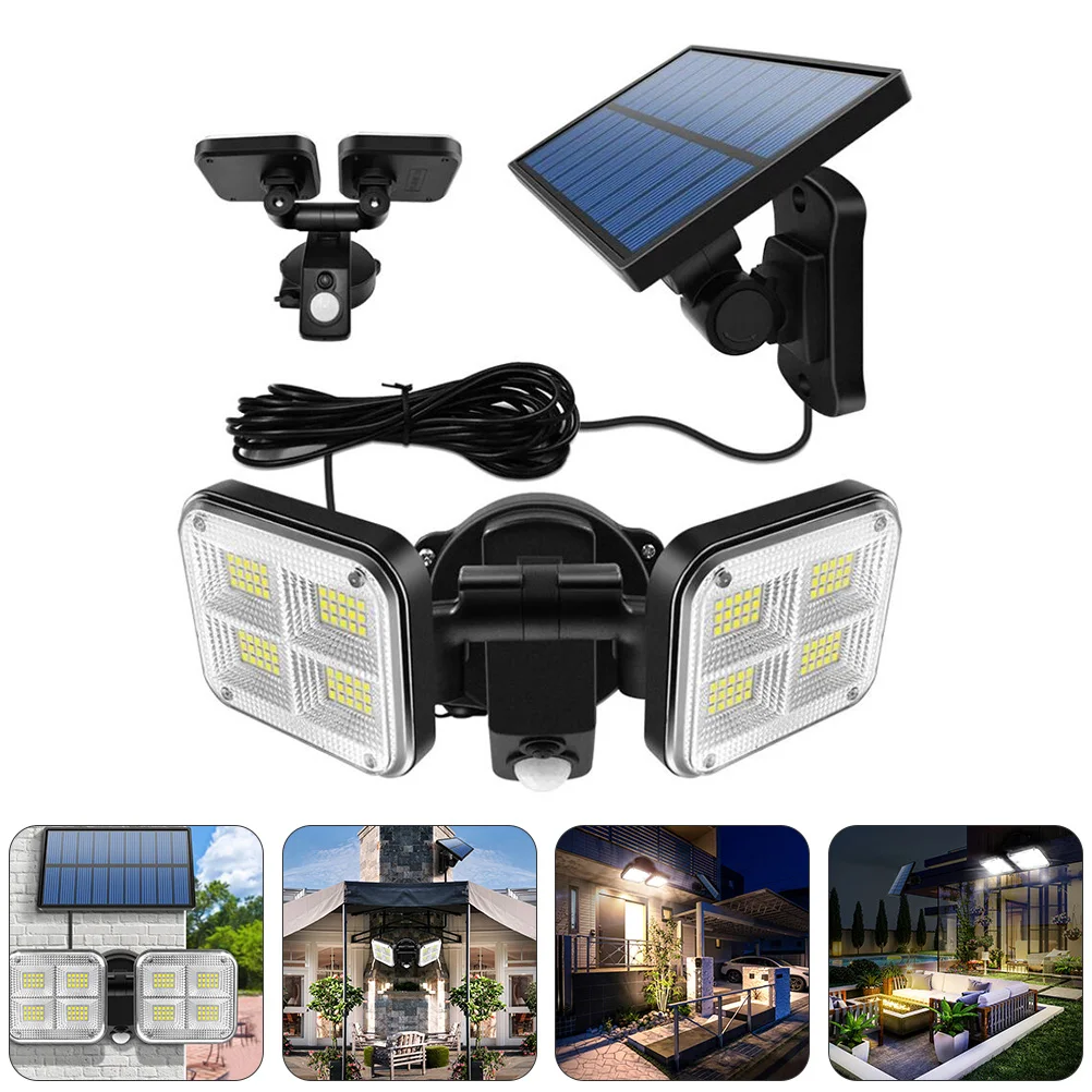 

Solar Powered Outdoor Lights Waterproof Garden Fence Lamp Body Induction Sensor Double Head Yard Pathway Deck Lighting Solution