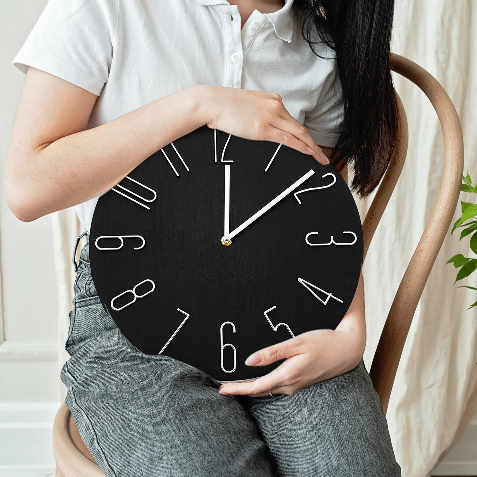 

Modern Silent Clock Wall Clocks Operated Black for Living Room Decor Digital