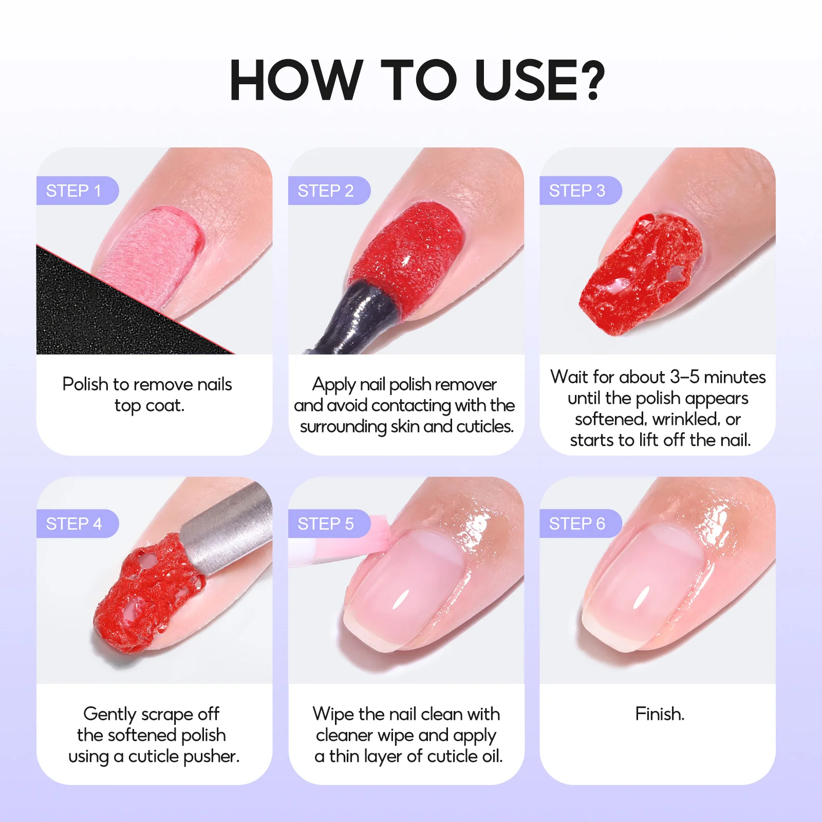 Peacecolor-Kit quitaesmalte de uñas en Gel, 10ML, 7 Uds., con aceite para cutículas, herramientas para uñas, botella de vidrio, regalo de manicura para el hogar para principiantes