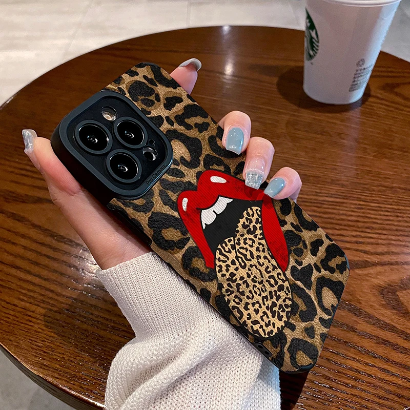 For Funda iphone 15 14 12 11 13 Pro 15Pro 14Pro Max mini X XS X S Max XR SE2 SE3 7 8 Plus Phone Case Cute Leopard Leather Cover