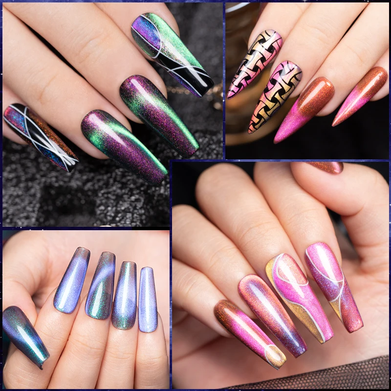 PUENTE 6 stks/set Aurora Glitter 9D Kat Magnetische Gel Nagellak Met Magneet Losweken UV Nail Art Vernis Kit voor Manicure