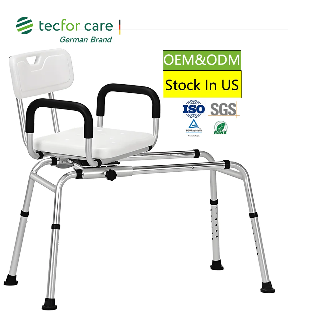 

Скамейки для душа Tecforcare с регулируемой высотой для внутреннего стула для душа для пожилых людей 360° ° Вращающийся стул для ванны, складное сиденье для душа