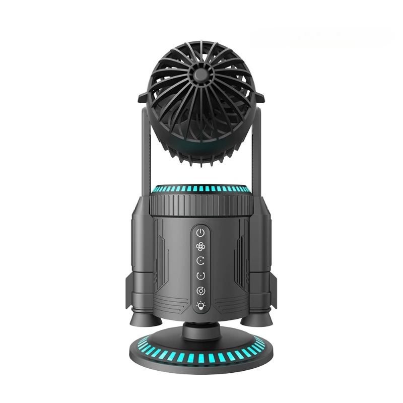 

Creative Rocket Fan RK-1 Dual Drive Spray System RGB Colorful Silent Fan Desktop Multifunctional Ornament Toy