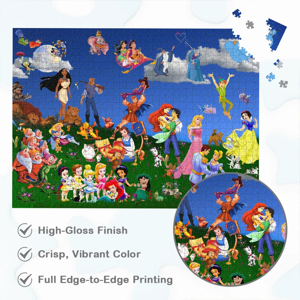 Personaggi Disney Puzzle di cartoni animati Bellissimo sfondo di prateria Giochi e puzzle Puzzle di carta trasparente cielo blu per adulti