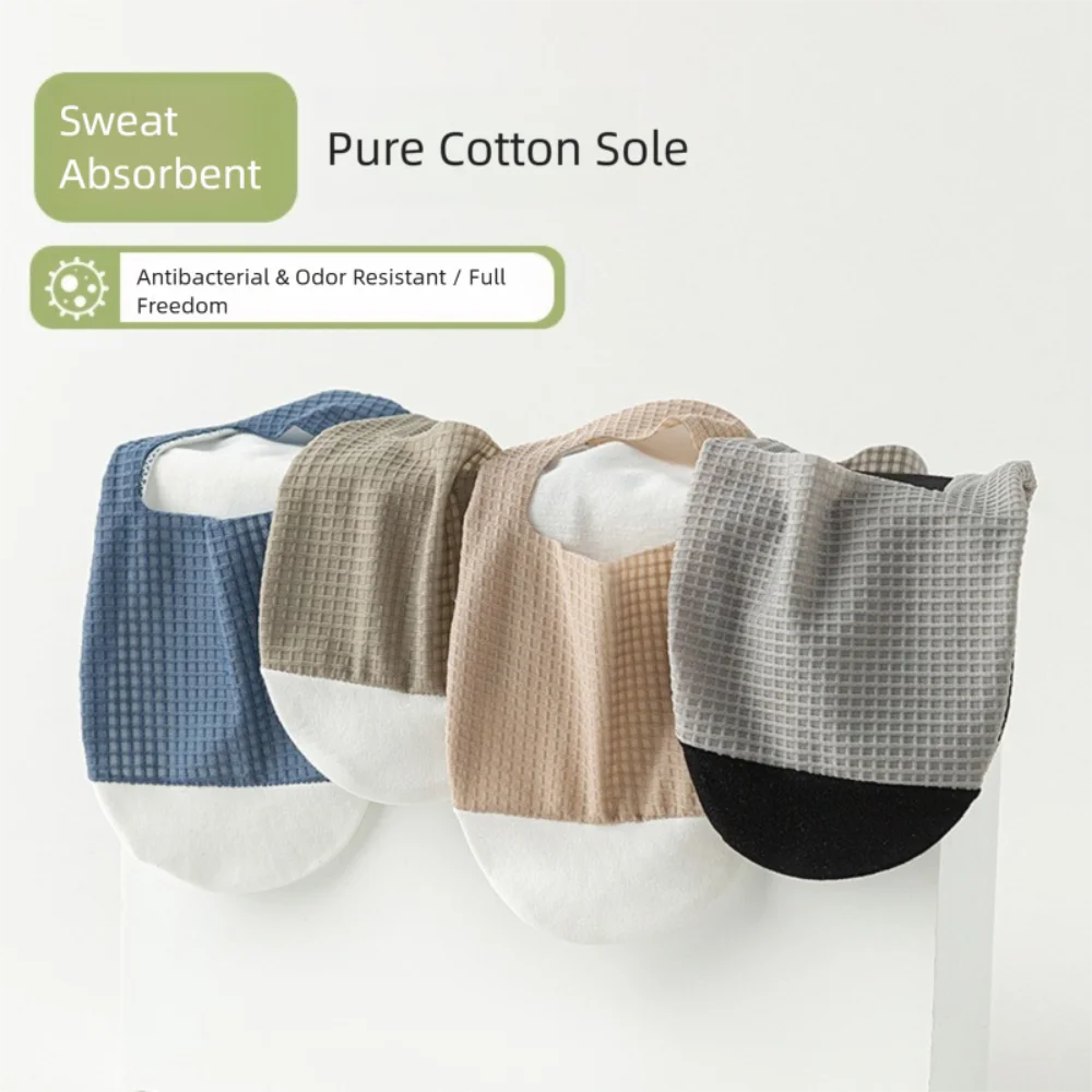 

3 пары удобных тонких мужских невидимых носков, дышащие, впитывающие пот носки-лодочки, нескользящие сетчатые носки с вафельным узором, летние