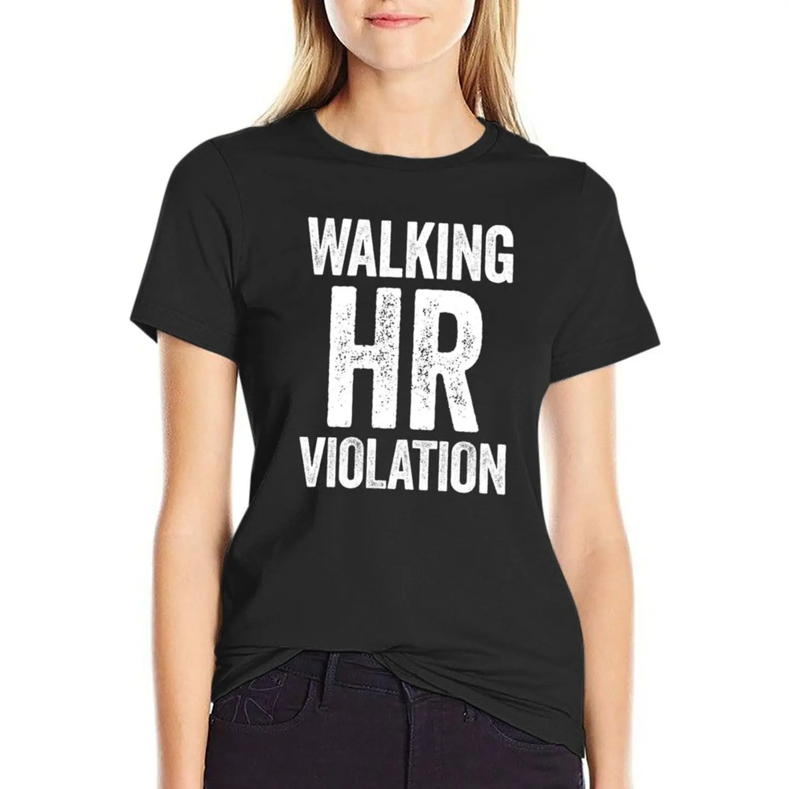 Walking HR Violation T-Shirt plain blacks workout t shirts for Women