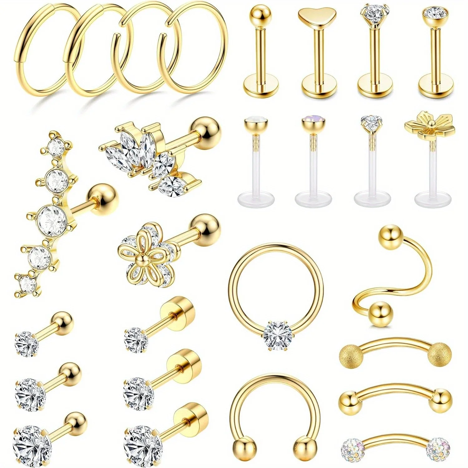 Drperfect-Aço Inoxidável Cartilagem Brincos, Helix Piercing Hoop, Tragus Brincos, Frente Conch Jóias, Stud Hoop, 16G, 1Pc
