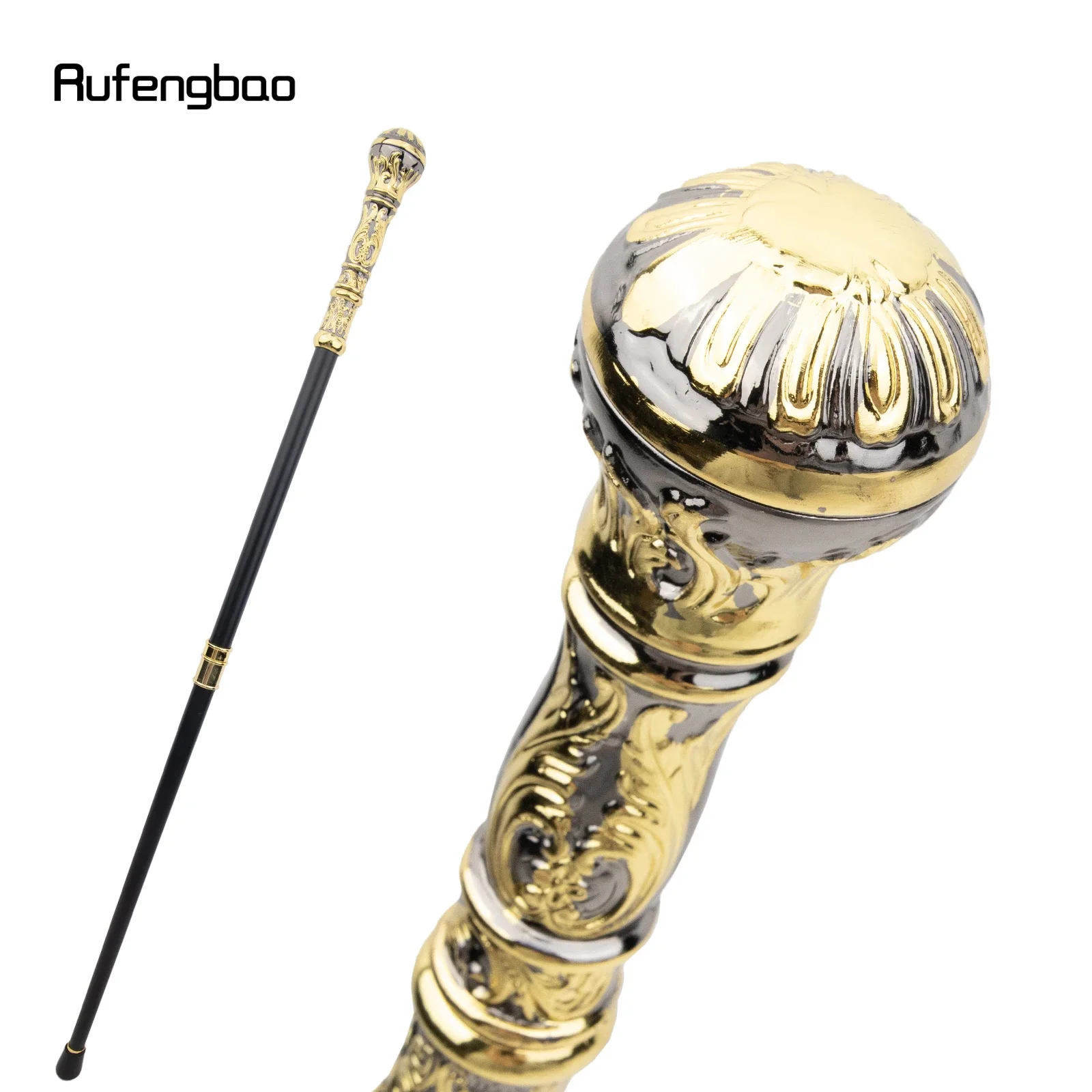 Golden Black Luxury Round Handle Fashion Stick for Party Decorative  Luxury Crosier Knob Steampunk & Everyday Use 93cm