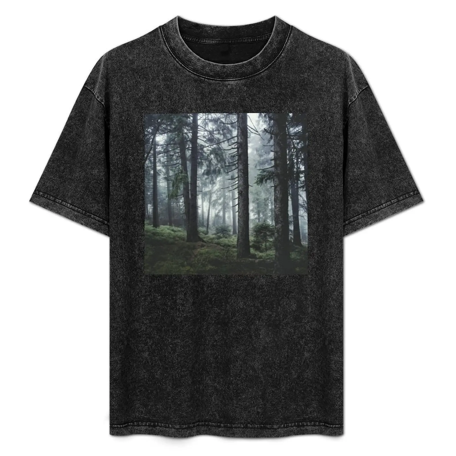 

Path Vibes // Wild Romantic Misty Retro Fall Wilderness Fairytale Forest With Cascadia Trees Covered In Magic Blue Fog S T-Shirt