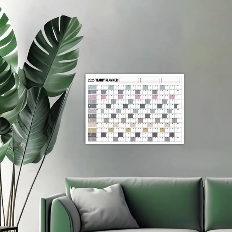 2025 Yearly Wall Calendar Square Calendar With Stickers Home Decoration Horizontal Thick Paper Poster Calendar Schedule