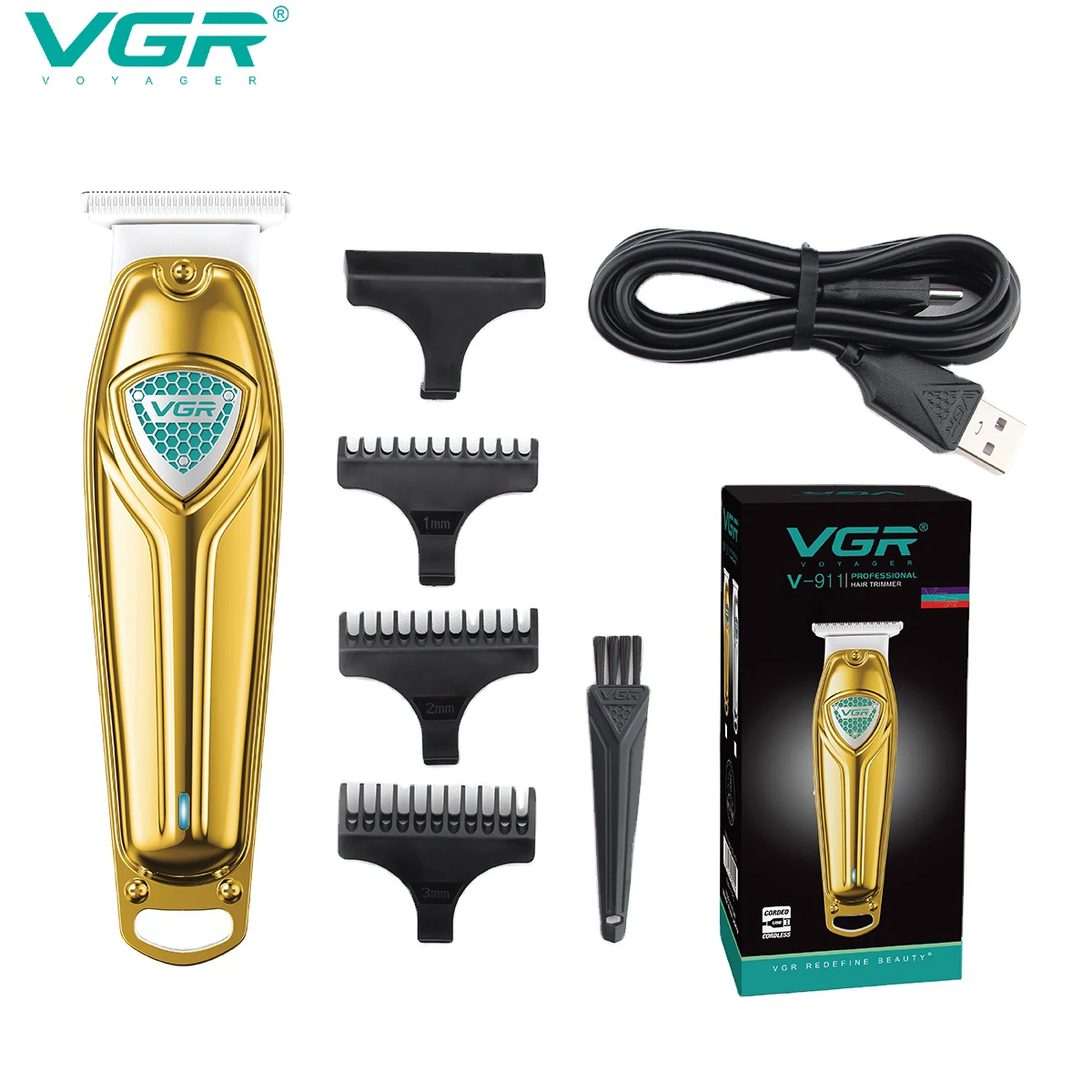

VGR 911 Hair Clipper Rechargeable Hair Cutting Machine Professional Hair Trimmer Cordless Haircut Bald Head 0mm Cutting Blade