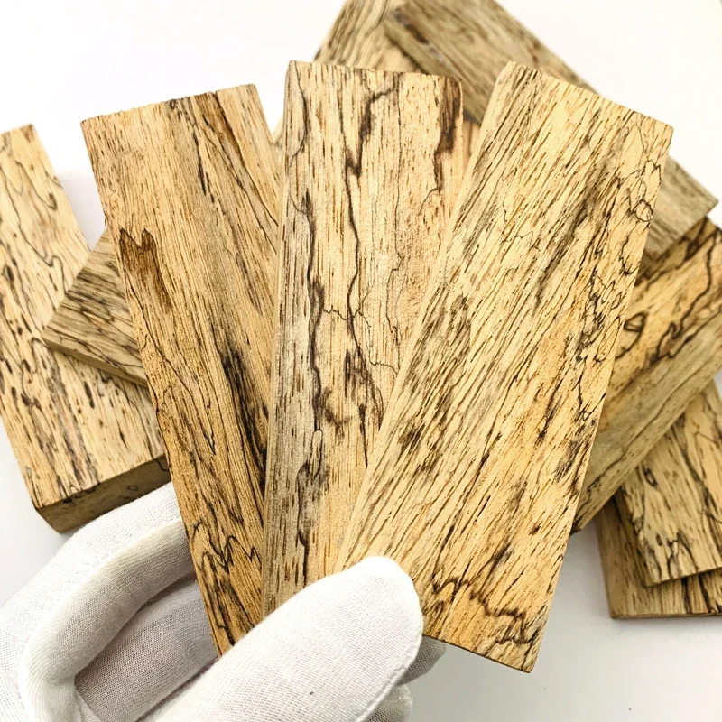 Madera Natural Envejecida Procesada, Arce Figurado - Material para Fabricación de Mangos de Cuchillos, Material para Cuchillos Artesanales 120x40x30mm