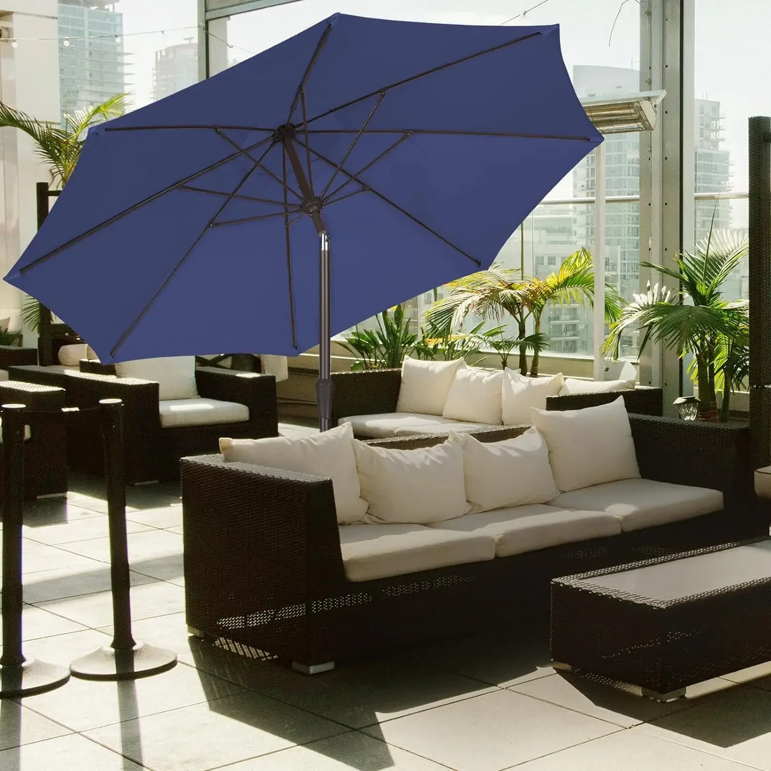 

9FT Patio Umbrella Outdoor Market Umbrella with Push Button Tilt and Crank, Table Umbrella