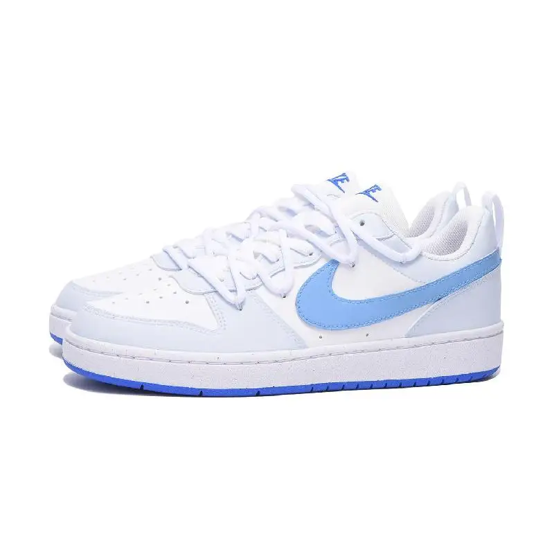 【Personalizar】Nike Court Borough Sapatos de skate femininos de cano baixo branco/azul tênis DV5456-110