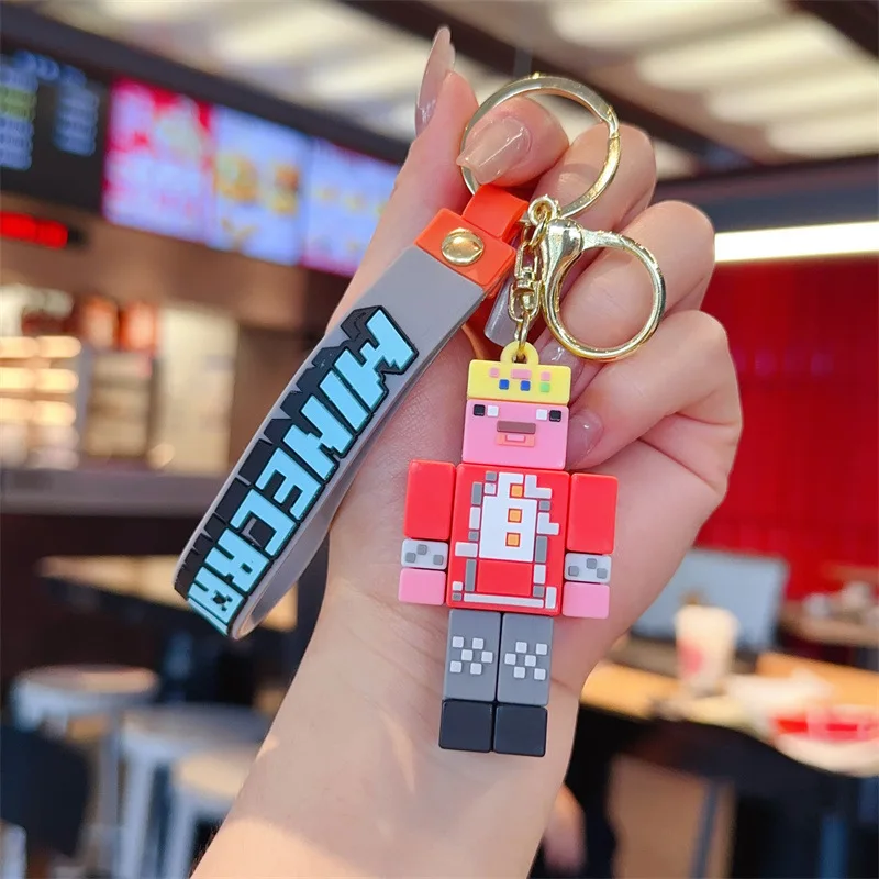 شخصيات كرتونية Minecraft الدعائم الاكريليك سلسلة مفاتيح السيارة الملحقات العصرية حقيبة سحرية على ظهره قلادة كيرينغ هدايا للأصدقاء #4
