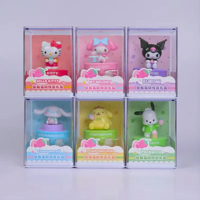 

Sanrio Hello Kitty Cinnamoroll Kuromi Strawberry Cake Surprise Gift Box Handmade Doll Toys Desktop Ornament Children'S Gift