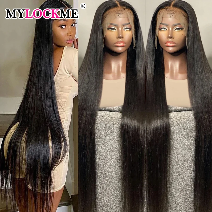 13x6 Straight Lace Frontal Human Hair Wigs Brazilian Bone Straight 30 34 inch 13x4 Glueless Wig Transparent Lace Frontal Wig