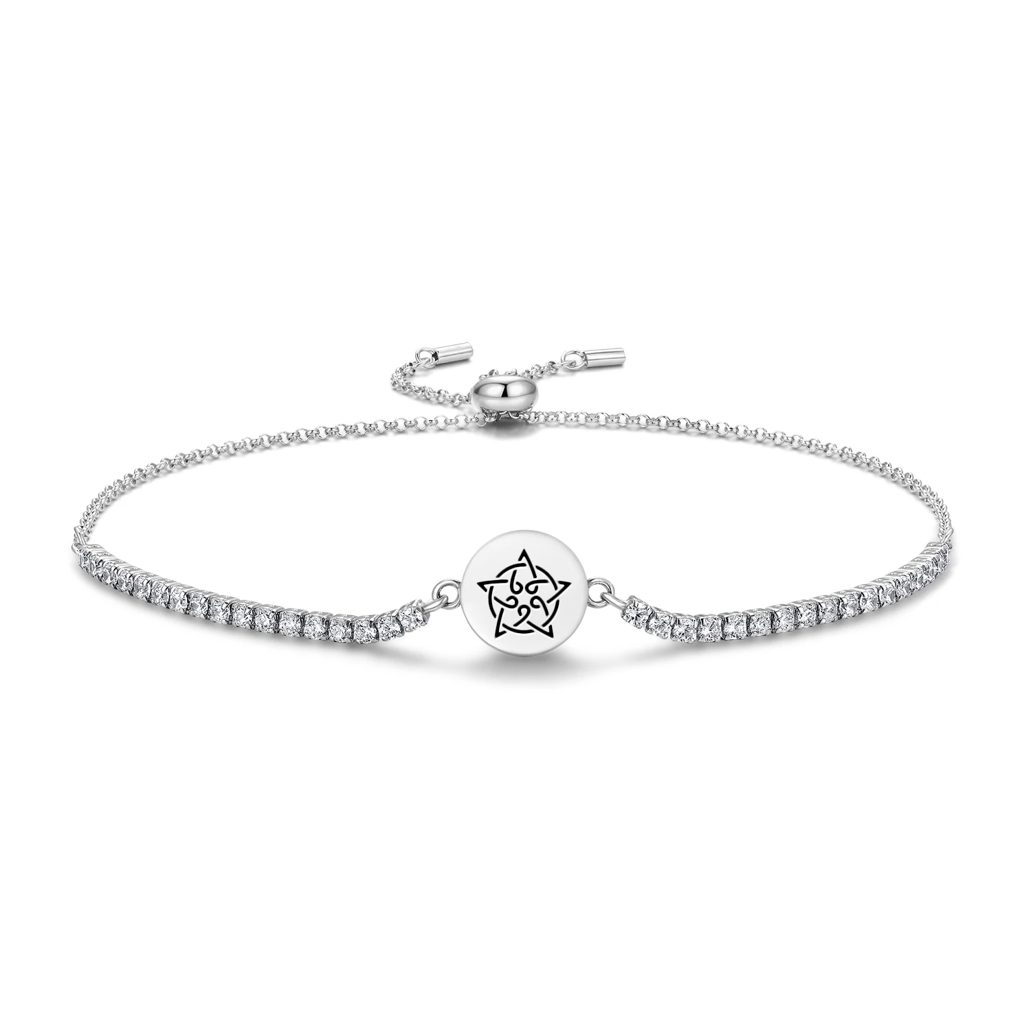 

Celtic Five Star Knot 925 Sterling Silver Charm Zircon Bracelets Diy for Jewelry Womens Accessories Trendy Gift