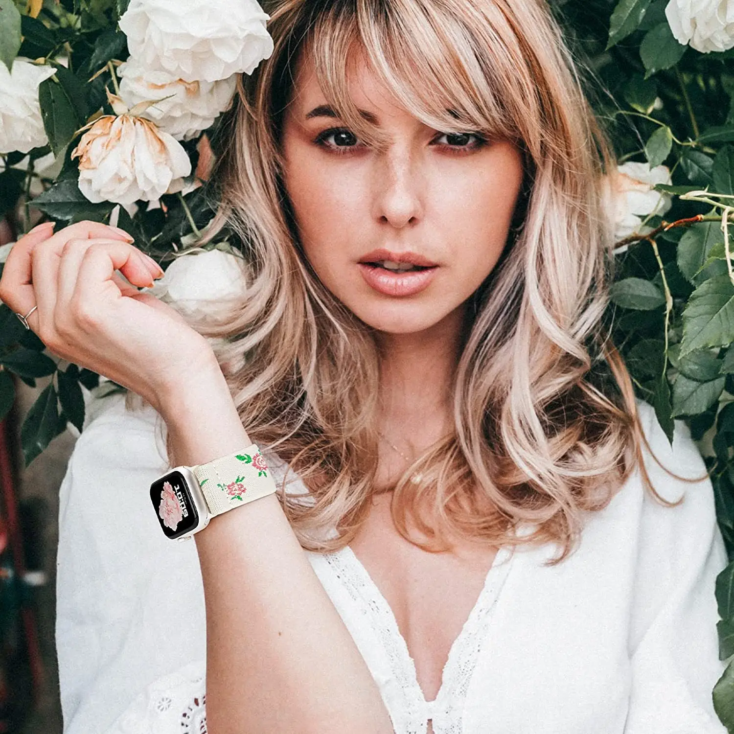 النايلون حزام ل أبل حزام ساعة الترا سلسلة 8 49 مللي متر 41 مللي متر 45 مللي متر سلسلة 7/6 38/42 ساعة للنساء سوار الأزهار التطريز سيدة