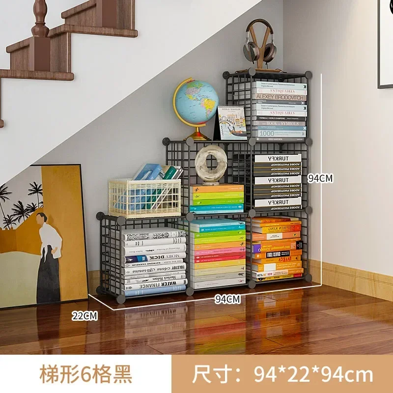 

Locker under the stairs, bookcase with door, dustproof, free combination lattice, wrought iron storage cabinet, simple bookshelf