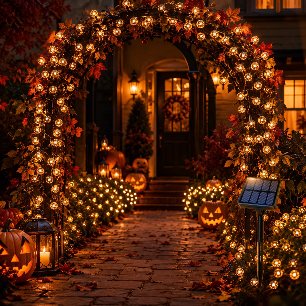 2PCS Solar Moroccan String Lights Warm White LED Fairy Lights 8 Modes Halloween Outdoor Garden Patio Porch Decor