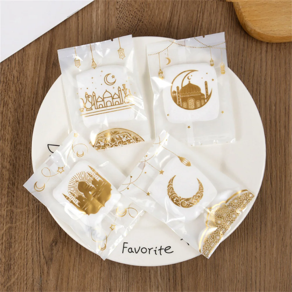 100Pcs Hot Seal Nougat Candy Baking Packaging Bag Ramadan Cookie Bags EID Mubarak Gift Decoration Muslim Islamic Party Supplies