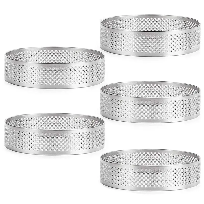 ABVG-Perforated Tart Ring, 25Pcs 5Cm Perforated Cake Mousse Ring, DIY Round Tart Rings For Baking Dessert Ring