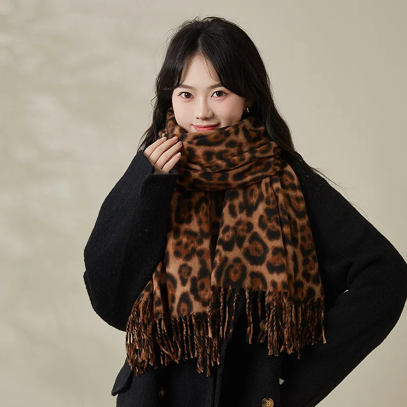 

Толстый кашемировый шарф, женский палантин с леопардовым принтом, шаль из пашмины и дизайн накидки, роскошное брендовое одеяло, палантин Bufanda Echarpe Wh232