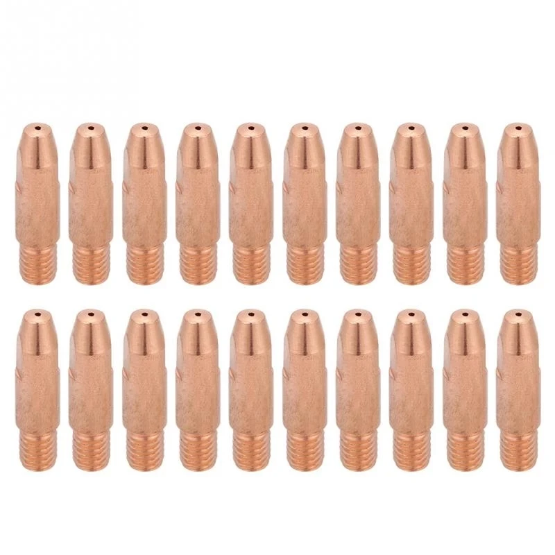 20pcs M6 0.8/1.0/1.2mm M6*28mm Copper Contact Tips Welding Nozzles for 24KD MIG/MAG Welding Torch Tip M6 For Binzel Gas Nozzle