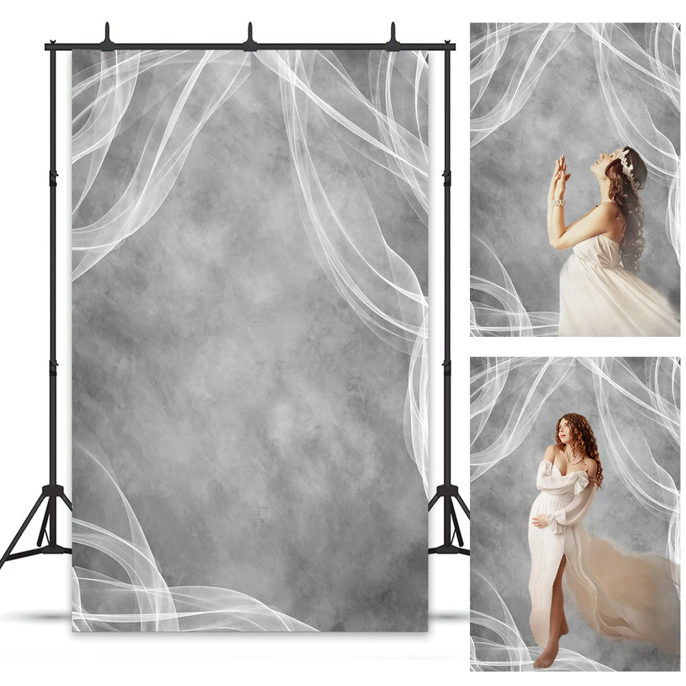 Abstract White Smoke Texture Photography Background for Maternity Newborn Portrait Backdrop Booth Girls Birthday Photo Studio