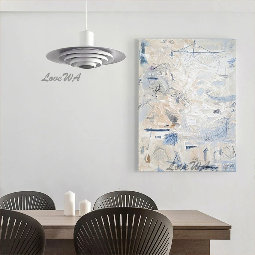 

Canvas Murals Wall Art Picture Simple Abstract Artwork Handmade White Acrylic Design Oil Painting Artwork For Hotel Decor