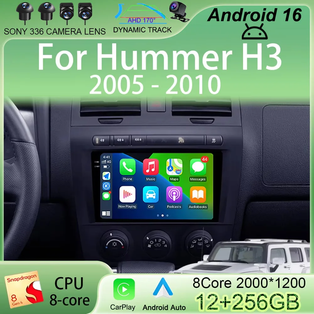 

2-DIN автомагнитола Android 16 для Hummer H3 2005-2010, мультимедийный плеер, навигация GPS, CarPlay, стереосистема, видео, DVD, головное устройство