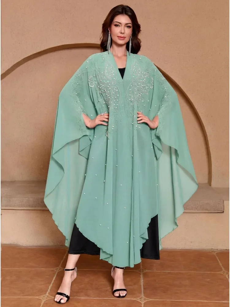 2026 Ramadan Abaya Dubai Kaftan Muslim Hijab Dress African Evening Dresses for Women Kimono Robe Maxi Dress Gowns with Inner