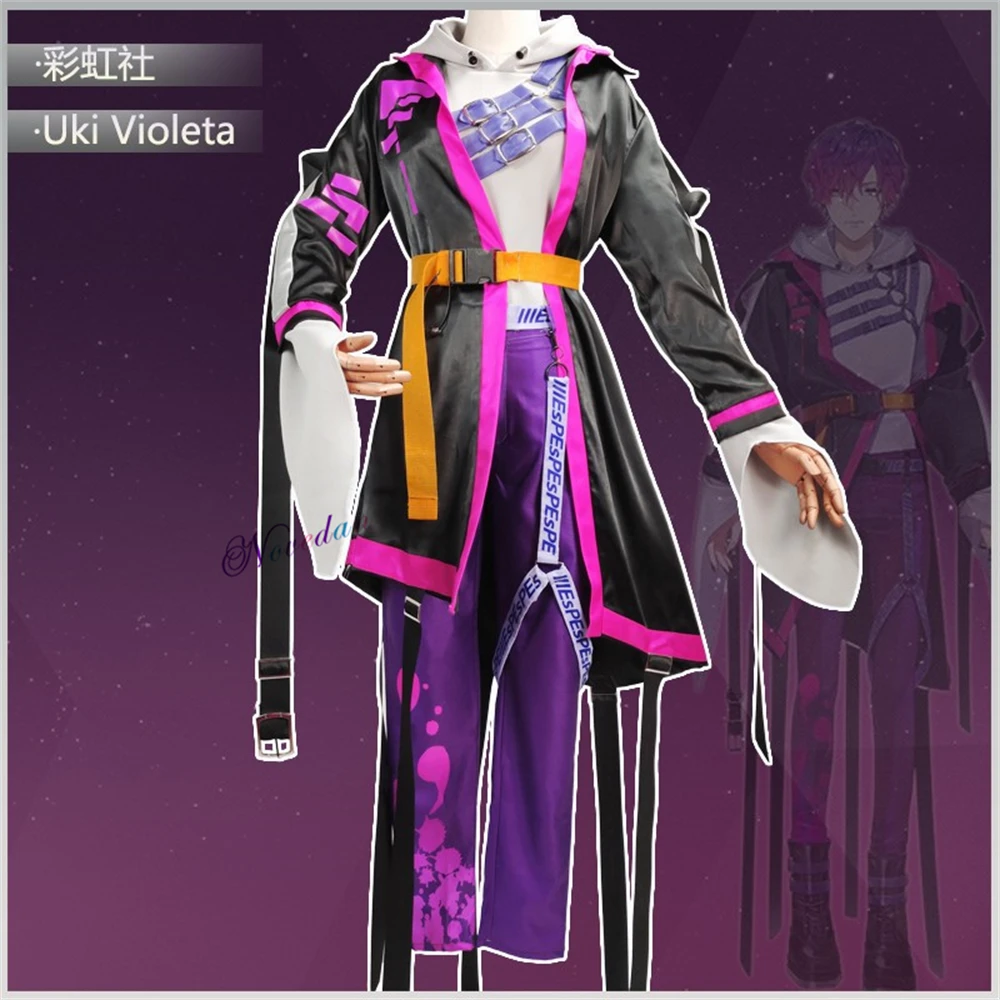 Anime VTuber Hololive Cosplay NIJISANJI NOCTYX Uki Violeta Wig Game Suit Cosplay Costume Shoes Halloween Party Outfit Women Men