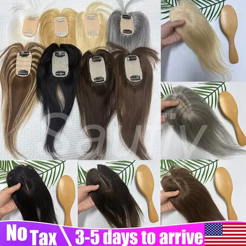 Straight Human Hair Toppers With Bangs Women 5cmx9cm Short Natural Black Brown Balayge Brown Skin Scalp Clip in Topper Hair Pieces Human Hairpieces