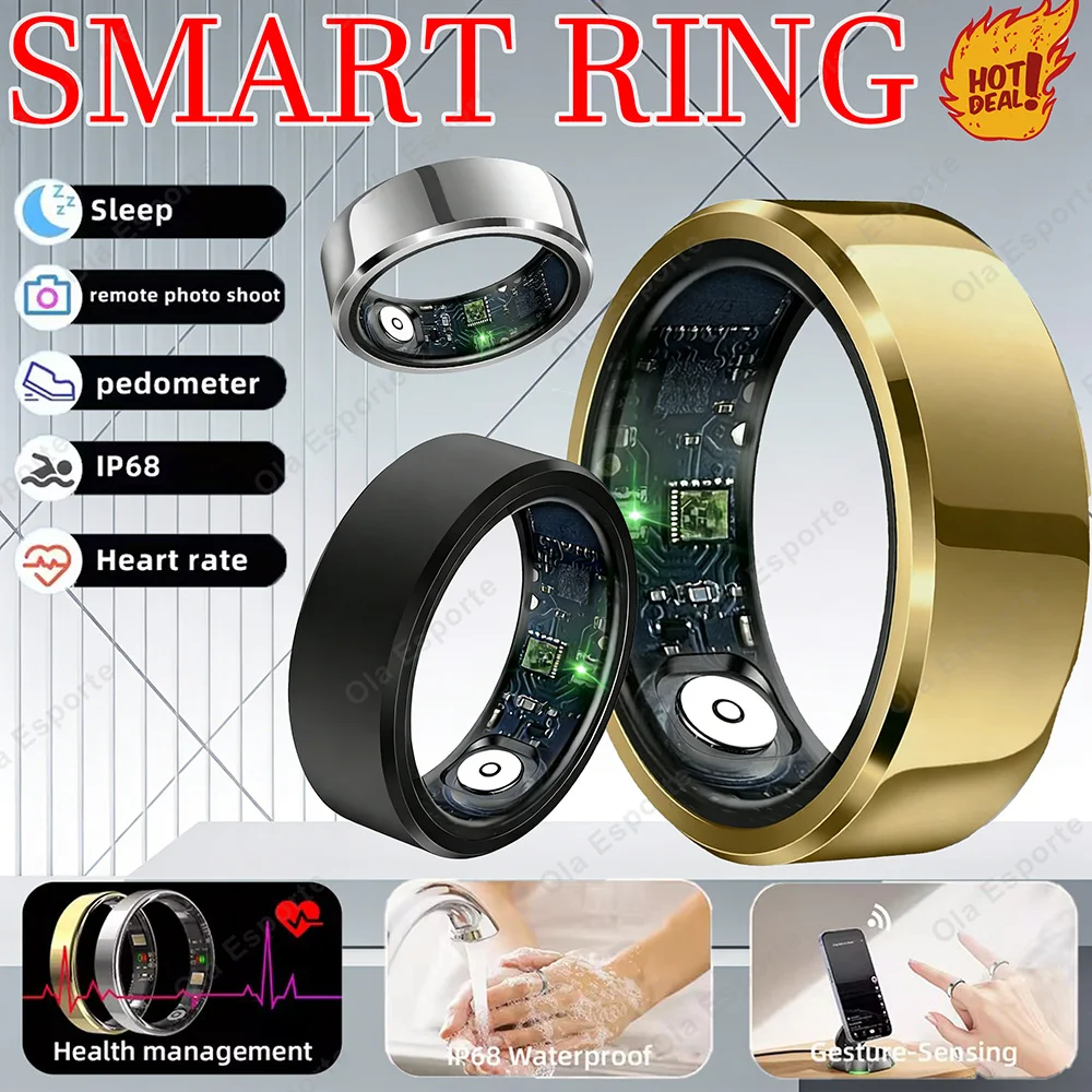 

2026 New Smart Ring Men Women, Heart Rate and Blood Oxygen Monitoring Smartring IP68 & 5ATM Waterproof, Multi-sport Mode Rings