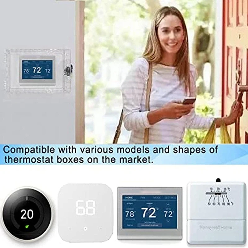 1 PCS Thermostat Lock Box Thermostat Cover With Lock Box Guard With Key Universal ABS For Thermostat On Wall Home