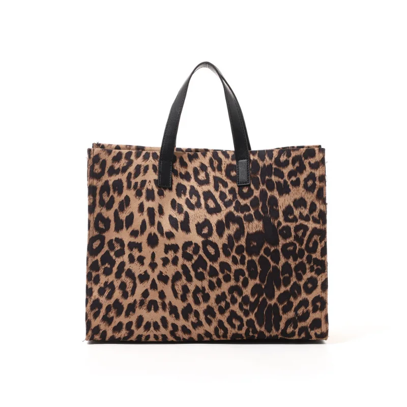 Autumn Winter Plush Tote Bag Large Capacity High-End Leopard Print Women's Handbag Stylish Fur Trimmed Trendy Bag for Ladies