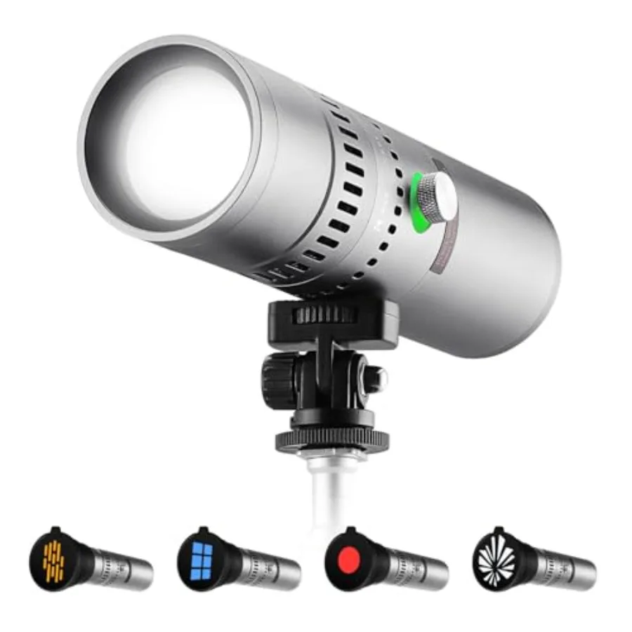 

SP25C 25W RGB Photography Flashlight with 20 Gobos 9000mAh Portable Zoomable Video Spotlight 4000 Lux Studio Light for Portrait