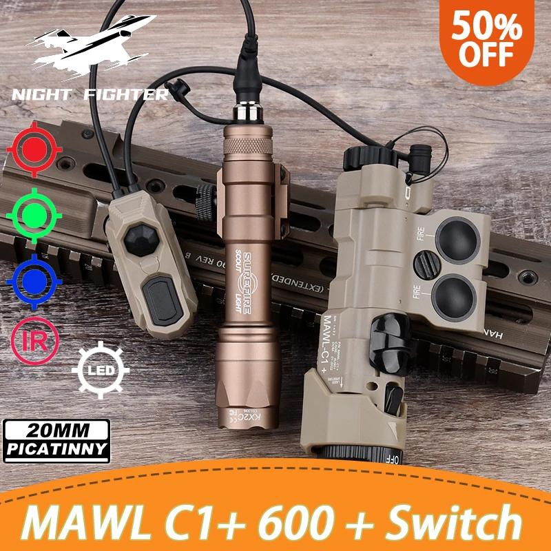 

Tactical New MAWL-C1 Red Blue Green IR MAWL LED Weapon Light M300A M600C High Power Hunting Airsoft Flashlight Accesories Laser