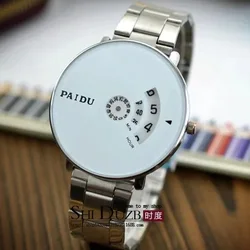 New Fashion Paidu Good Quality Men Women Unisex Lady Girl Funny Wheel Black White Dial Quartz Wrist Watch Wristwatch Hour