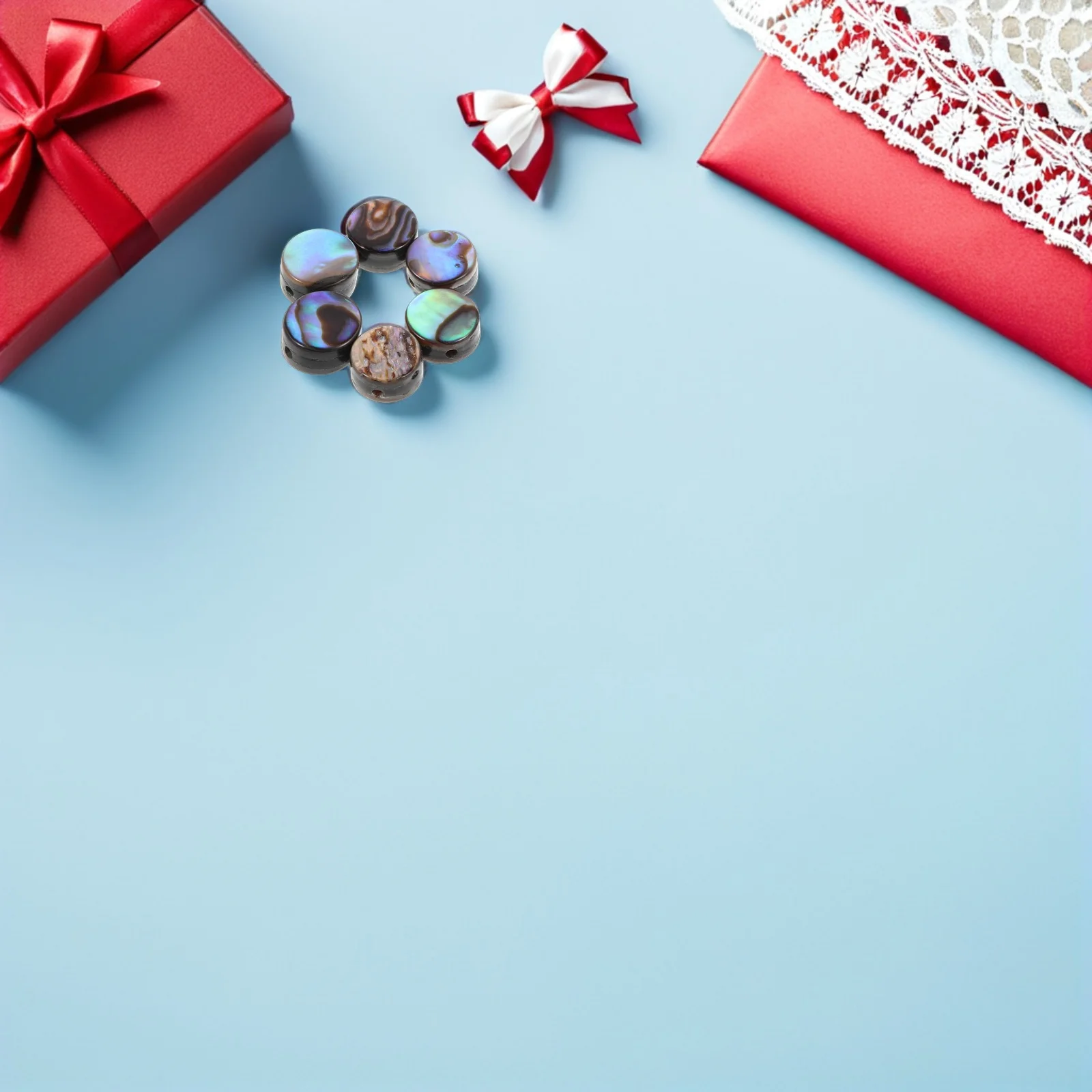 

20pcs Diy Jewelry Craft Beads 6Mm Abalone Shell Flat Round Charms For Necklace Bracelet Making Summer Beach Accessories Hole